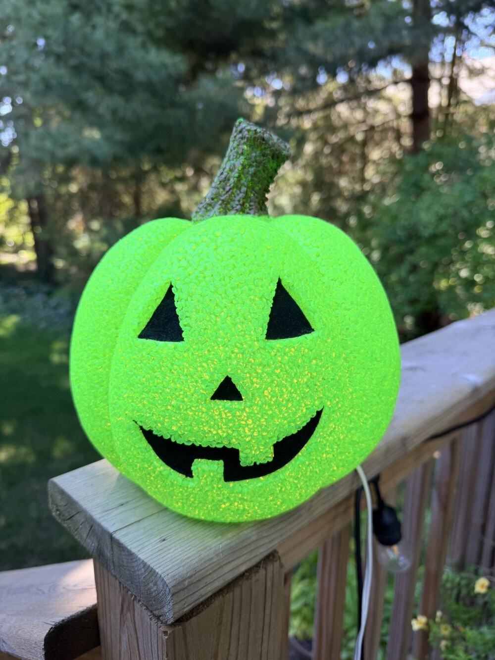 Vtg Melted Plastic Popcorn Green Pumpkin Light Up Halloween K Mart 9” 90s Scary
